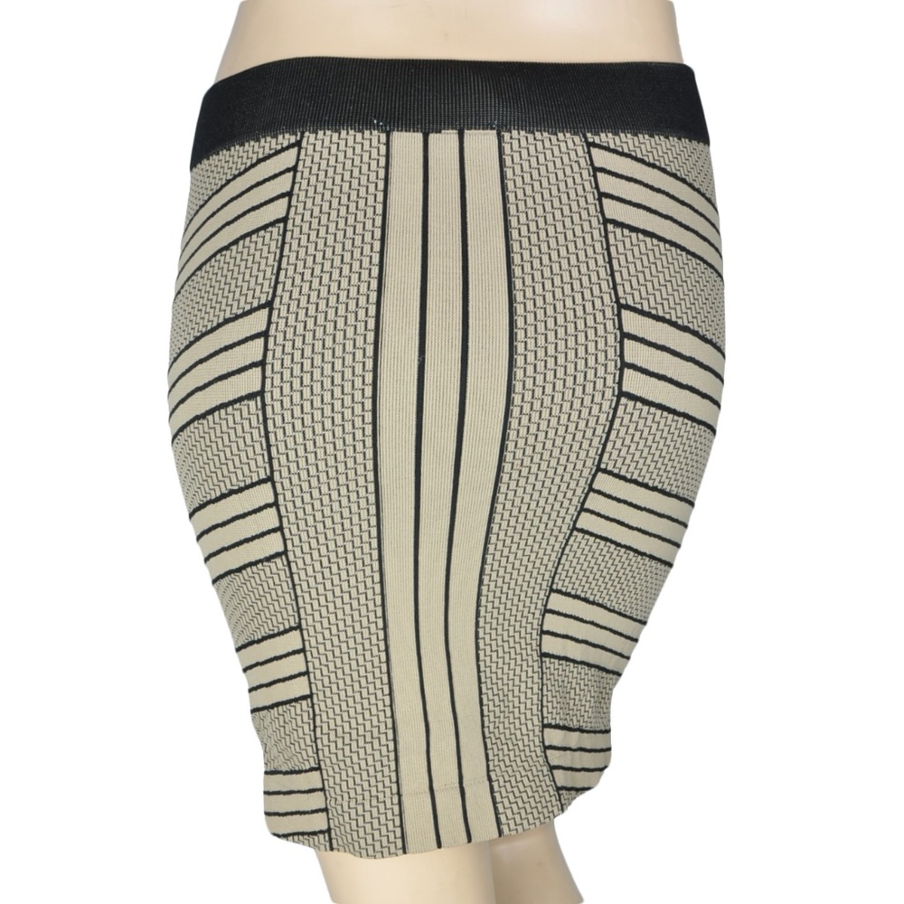 BCBG Beige Black Pencil Stretch Skirt - Picture 2 of 2